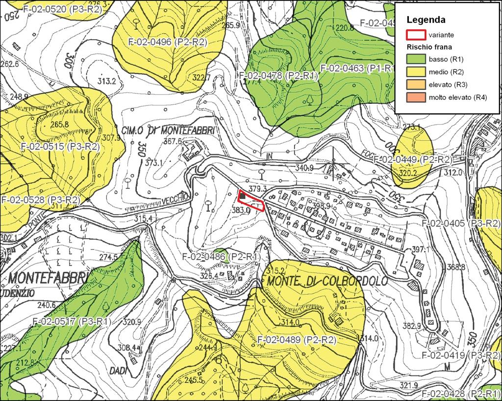 Variante al PRG del Comune di Vallefoglia scheda n 40 Dal punto di vista della pericolosità geologica, l area in esame ricade al di fuori delle aree individuate dal P.A.I.