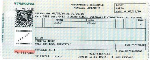 b) Cartaceo Utilizzo: Bidirezionale, sulla tratta indicata Tariffa: In base alla distanza km tra origine e destinazione e alla classe Acquisto: Biglietterie, rivendite, distributori automatici.