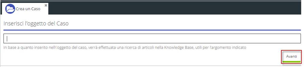 Avanti : In base al titolo inserito, verrà effettuata una ricerca, nello stile dei più comuni motori di ricerca, all interno della Knowledge Base CDK proponendo gli articoli utili per l argomento