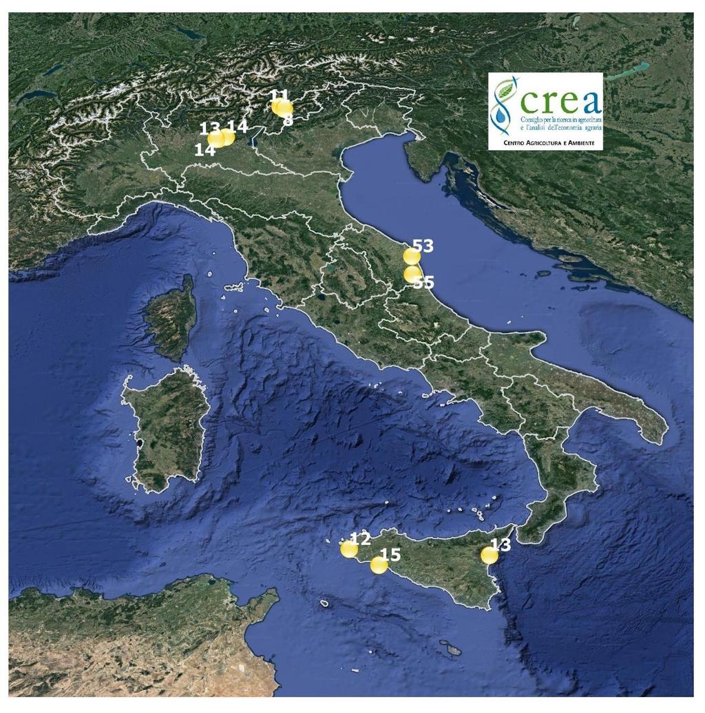 Vite Grapevine PUNTI OSSERVAZIONE cv Chardonnay I rilievi fenologici di questa settimana, sono stati effettuati in 10 siti tra il 15 e il 18 di aprile.