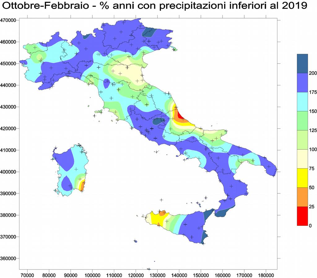 Per ottenere un maggiore dettaglio spaziale si è sviluppata anche la carta in figura Figura Carta dello stato delle riserve idriche per i suoli a vigneto con ottima capacità di ritenzione idrica,