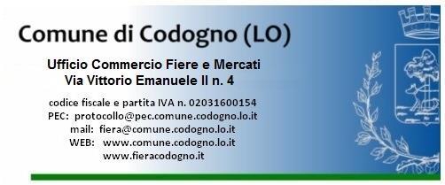 228^ Fiera Autunnale di Codogno, 20 e 21 novembre 2018 informativa modalità di allestimento degli spazi espositivi presso il quartiere fieristico G. Vezzulli in Viale Medaglie d Oro n.