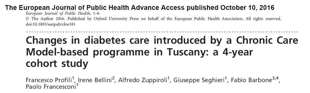 La valutazione d impatto nel percorso del diabete È aumentata l adesione alle raccomandazioni delle linee guida recepite nei PDTA: adesione al