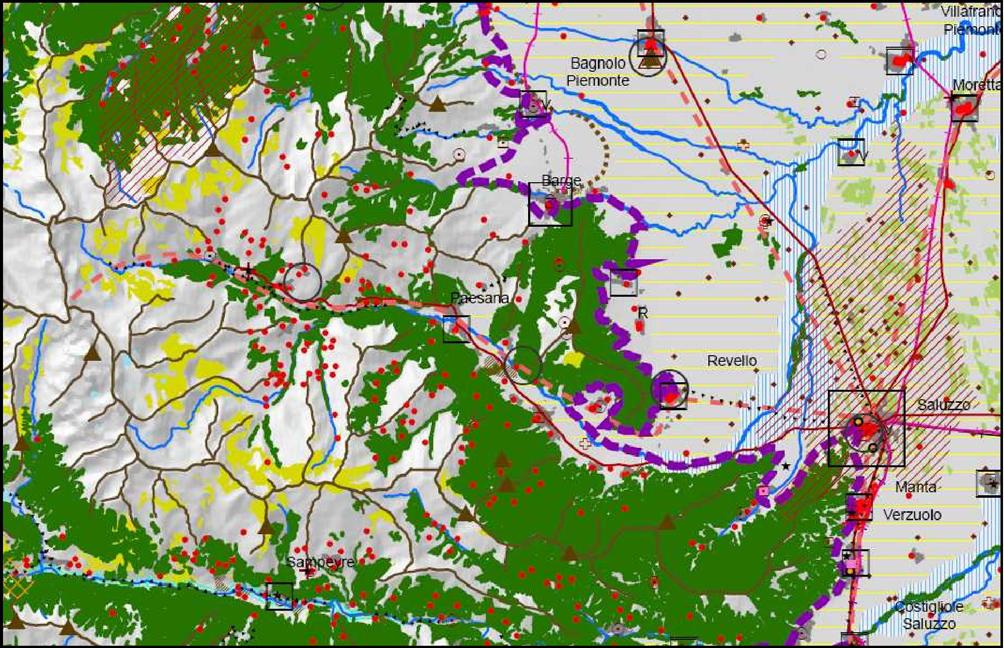 c) estratto cartografico degli strumenti della pianificazione paesaggistica e relative norme. (3) Estratto della Tavola P1: Quadro strutturale 9.