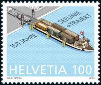 Francobolli speciali 150 anni del traghetto e della linea ferroviaria lacustre Traghetto I traghetti viaggiano tra Romanshorn,