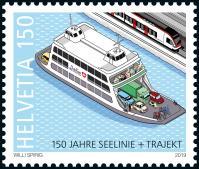 Linea ferroviaria lacustre * Regole di annullo relative all emissione congiunta Svizzera-Germania Illustrazione: Francobollo tedesco