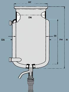 Distillazione, sintesi/recipienti di reazione con flangia piatta Reattori in vetro Flangia con scanalatura conforme alle norme DIN.