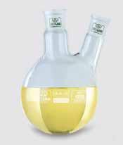 Distillazione, sintesi/palloni con collo NS Palloni a fondo sferico a due colli, angolati, in vetro borosilicato. Rispettano i più elevati standard qualitativi secondo DIN 9.