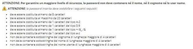 Scegliere una password che rispetti tutti i criteri indicati e cliccare su Avanti La password scelta dovrà soddisfare tutti i