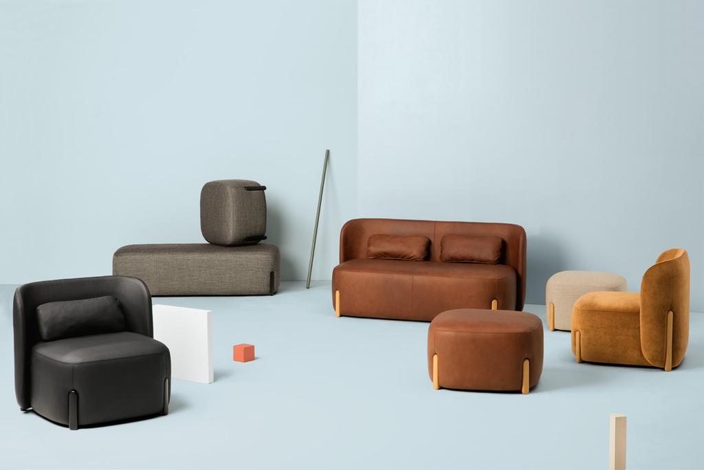 Valerio Sommella Hyppo Hyppo, cat.: pouf, lounge, sofa, bench /pouf, lounge, divano, panca 1 Lounge, upholstered seat and back with cushion. Lounge, sedile e schienale rivestiti con cuscino.