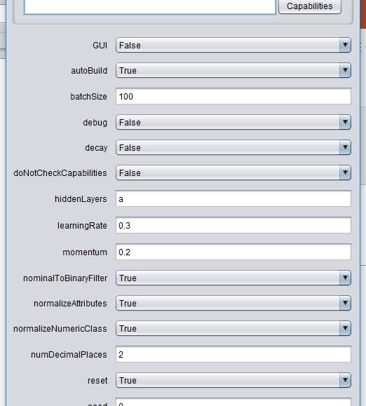 Impostazioni Principali GUI: Mostra il layout della rete e permette di modificarlo Learning Rate: di quanto vengono aggiornati i pesi, accelara il processo inizialmente ma rende piu difficile il fine