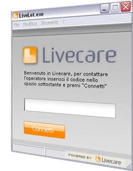 Il nuovo "LiveLet.exe" è scaricabile dalla pagina principale del sito www.livecare.it, nell'area "Contatta l'operatore".