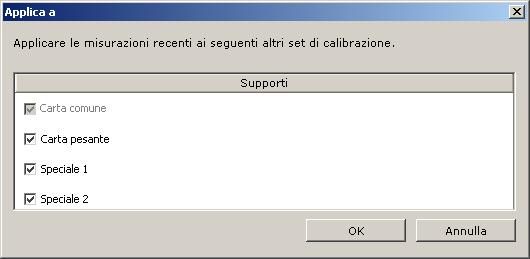 CALIBRAZIONE 40 Se si deseleziona l opzione Applica a tutti i set calibr., è possibile scegliere di applicare la calibrazione corrente a un sottogruppo scelto dei set di calibrazione sul server.