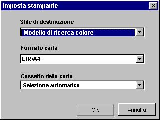 SPOT-ON 73 7 Selezionare le impostazioni appropriate dai menu Stile di destinazione, Formato carta e Cassetto della carta.