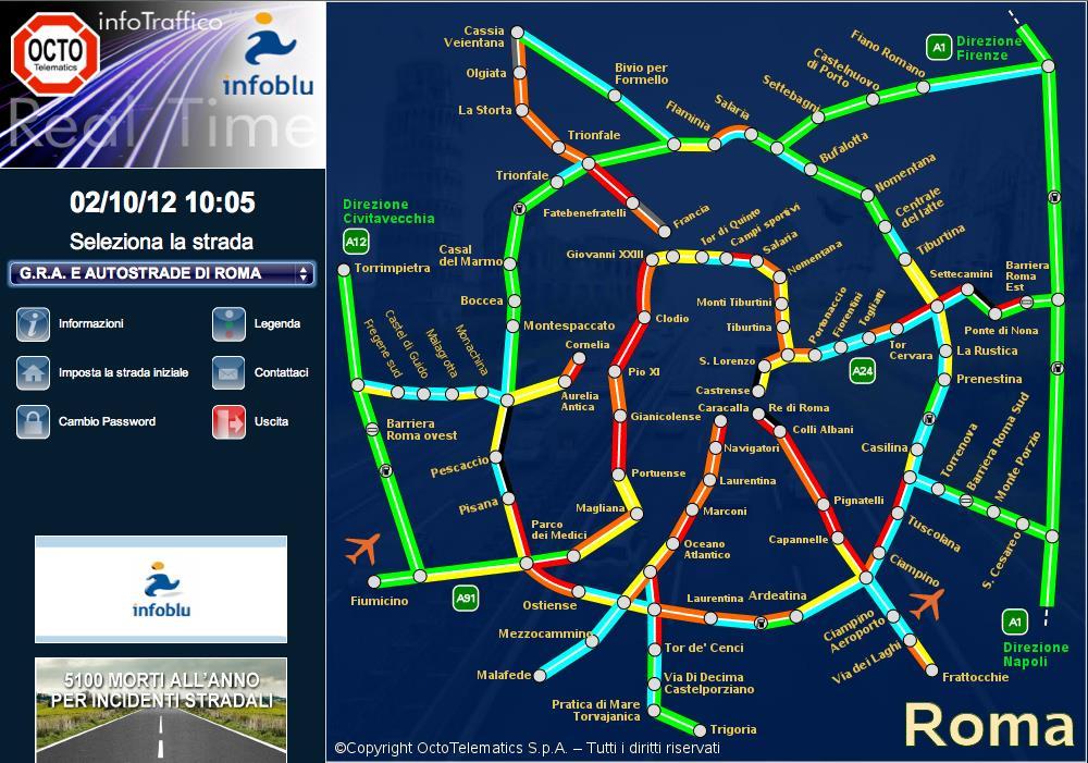 ITS: monitoraggio ed informazione Informazione Velocità medie (octotelematics)