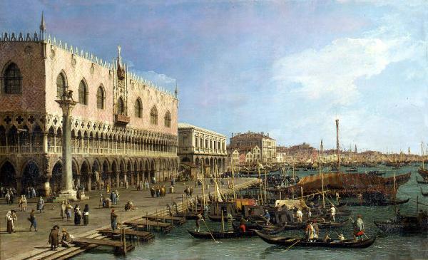 Il molo verso la riva degli Schiavoni con la colonna di San Marco Canaletto Link risorsa: http://www.lombardiabeniculturali.