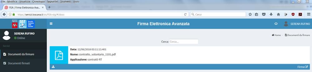 cliccato sul pulsante OK della finestra di avvertimento, la procedura si sposta, dopo qualche secondo, sul sistema di Firma Elettronica Avanzata, e appare la schermata illustrata nella figura 4, dove