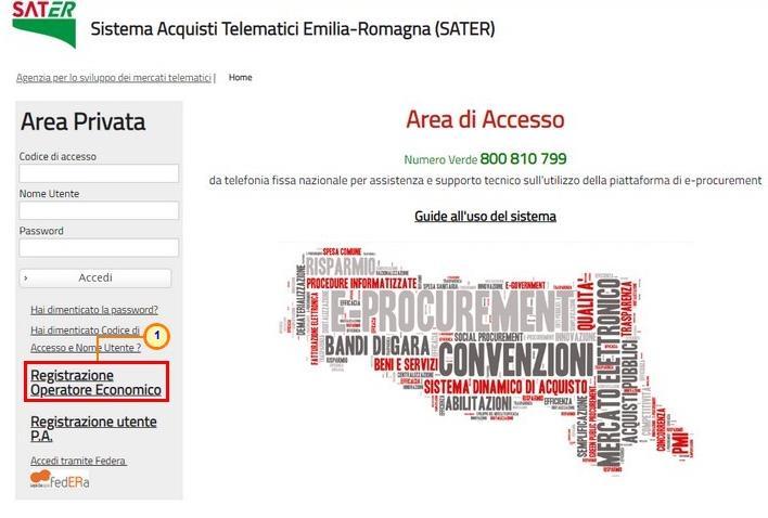 Nella pagina che verrà mostrata successivamente, cliccare sul link Registrazione Operatore Economico disponibile sotto la schermata di login.