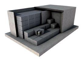 3TERZA BARRIERA: i moduli vengono inseriti in celle di cemento armato (27 m x 15,5 m x 10 m), progettate per resistere 350 anni.
