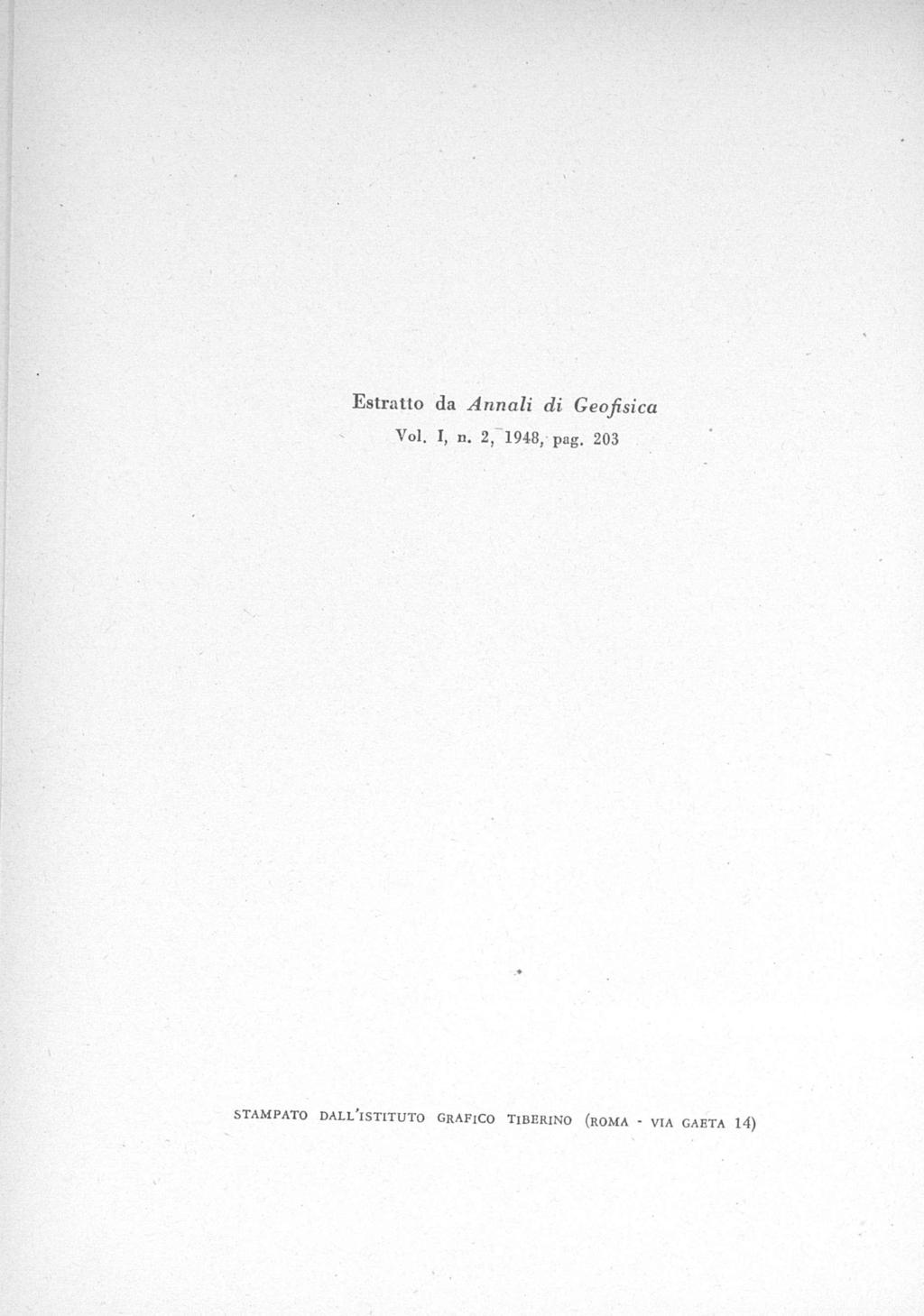 Estratto da Annali di Geofisica Vol. I, n. 2,~1948, pag.