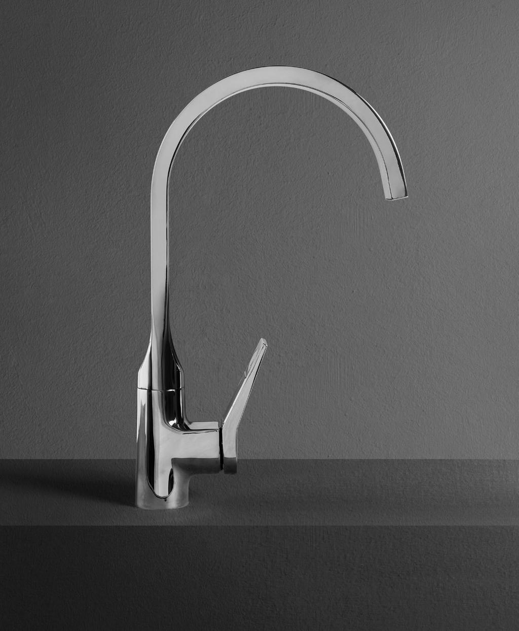 800 [EN]- Single lever sink mixer with long swivel spout, connection flex 40 cm, Ø 35 mm cartridge.