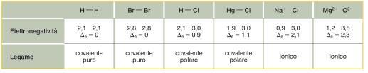 Tanto maggiore è la differenza di elettronegatività ( e) fra due atomi, tanto più è polarizzato il legame che li unisce.