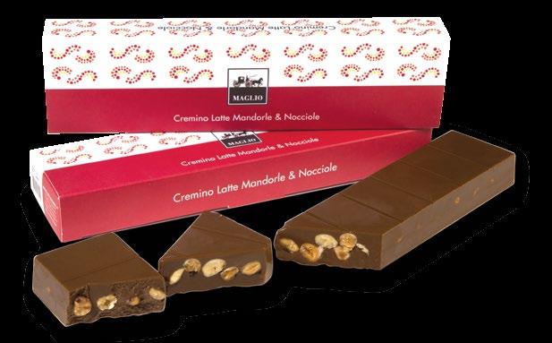 CREMINO LATTE MANDORLE E NOCCIOLE Maglio declines the classic Cremino, made only with milk chocolate and pure