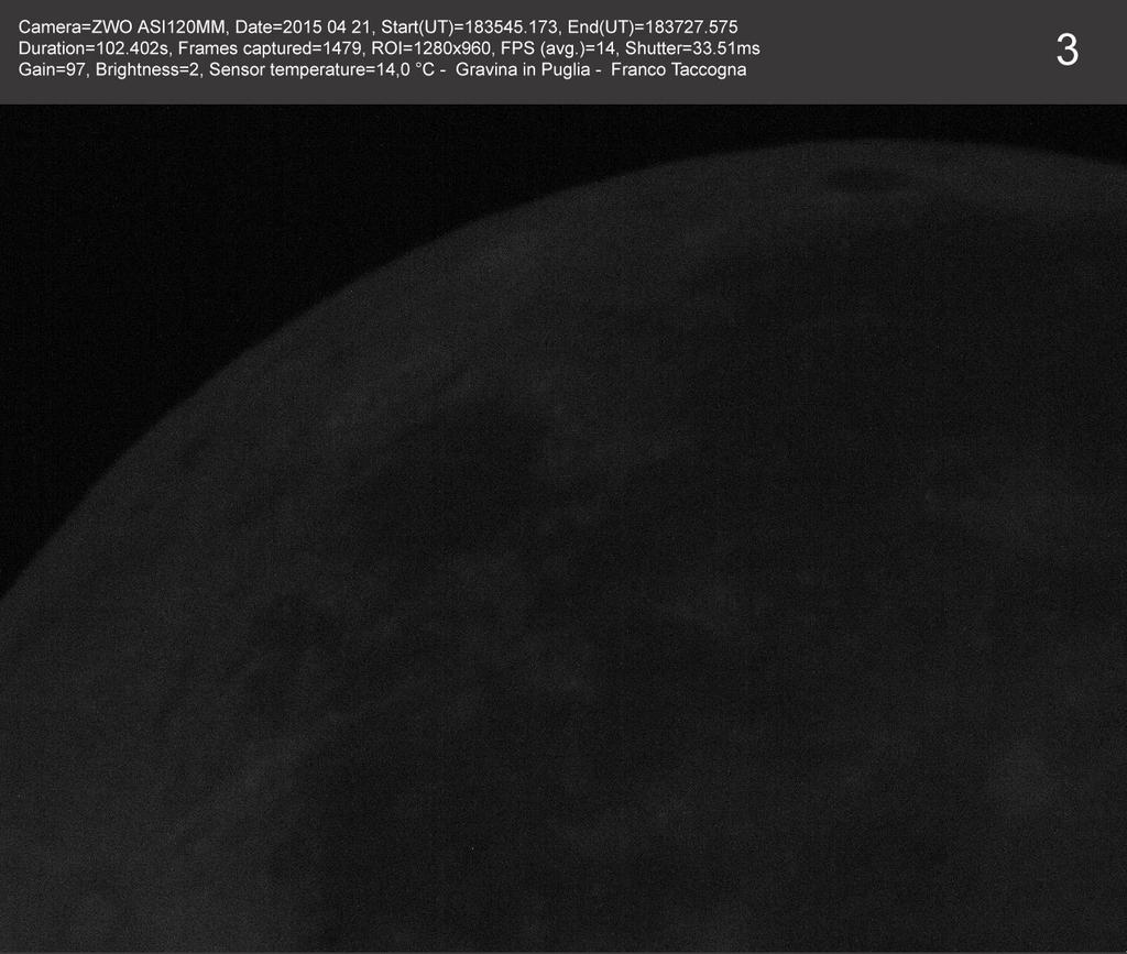 Ricerca Impatti Lunari..immagine tratta da un filmato di prova per le riprese di Impatti Lunari.