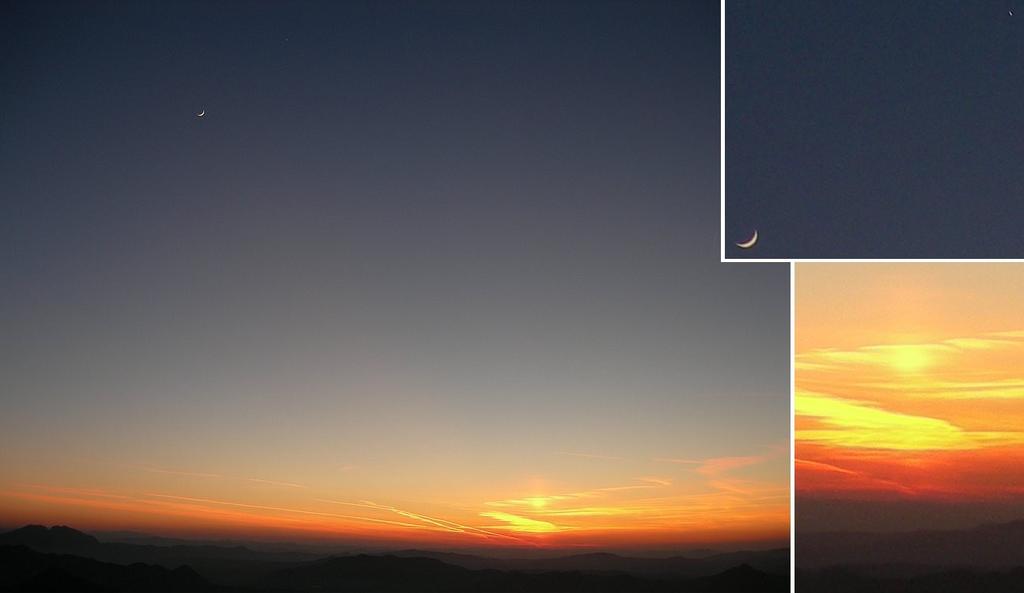 Le foto della Sezione di Ricerca Luna - UAI.. Luna, Venere e una colonna di fuoco, in inglese solar pillar.