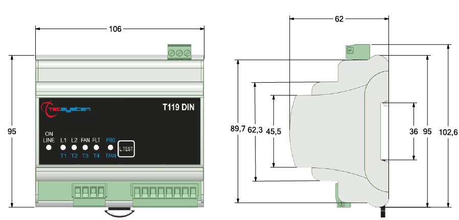 FRONTALE 1 4 3 2 1MN0109 REV. 1 1) Alimentazione centralina universale 24-240 Vca-cc 50/60Hz.