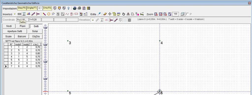 Se si desidera, è possibile inserire il setto selezionando il menu o