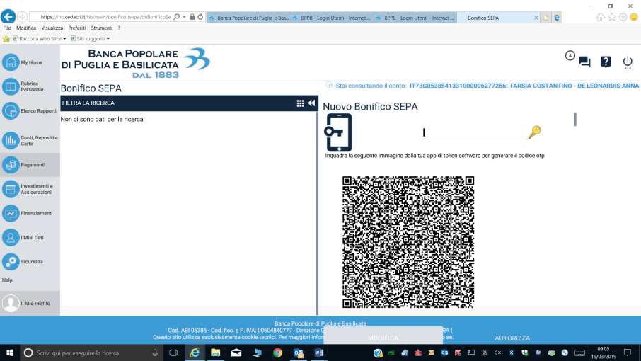 compilato la schermata relativa ad un bonifico (Fig.C), seleziona il tasto Procedi. Clicca sulla lente (Fig.