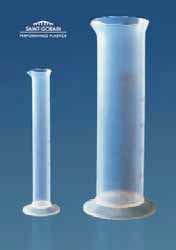 Cilindri graduati, Questi cilindri graduati offrono tutti i vantaggi del fluoropolimero inerte antiaderente. Il resiste a temperature da - C a 60 C ed ha il minor contenuto di ioni metallici.