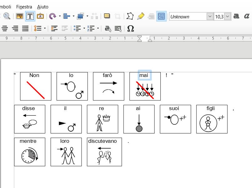 3. Apertura il LibreOffice Draw Qui notiamo che il tipo di carattere è