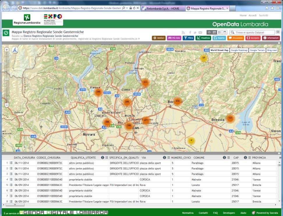 interno del Registro Sonde Geotermiche dal 2013 è disponibile in formato opendata.