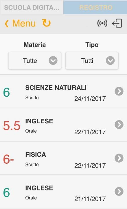 7 VOTI Questa voce di menu permette di accedere alla visualizzazione delle valutazioni date all alunno nelle varie materie.