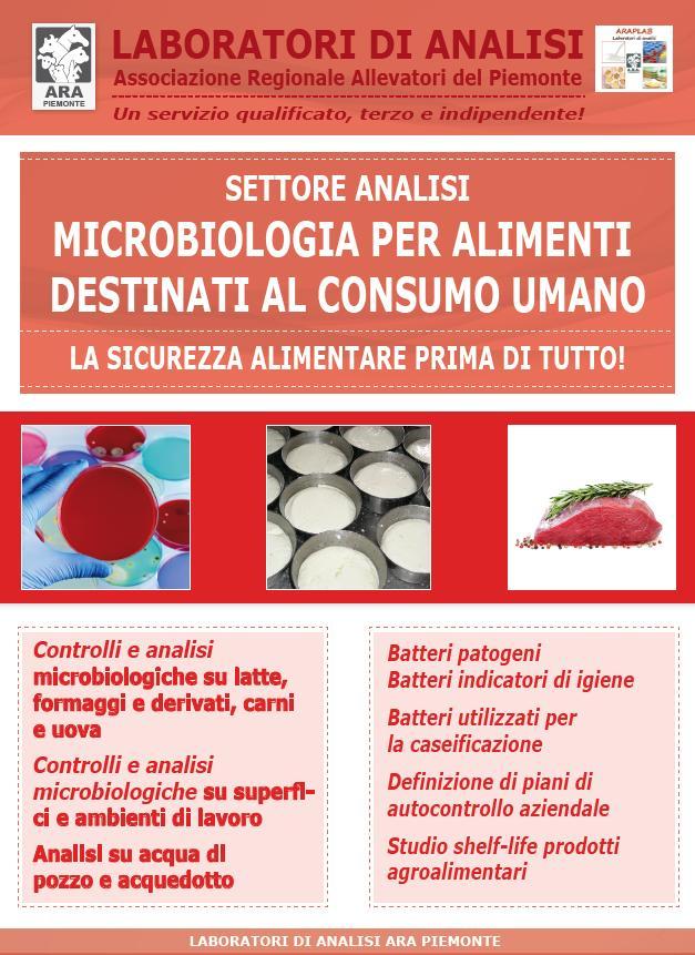 I settori di analisi Analisi su lattiero-caseari, carne, prodotti base uova, ecc. per AUTOCONTROLLO AZIENDALE Analisi in conformità a quanto previsto dal Regolamento (ce) n.