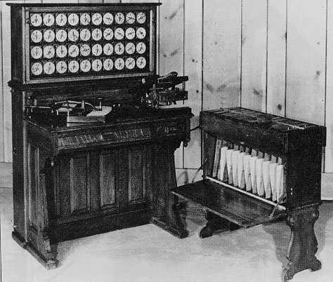 Tabulatrice di Hollerith (1890) scheda perforata calcolo dati per censimento USA Tabulating Machine Computing-Tabulating-Recording (1911) International Business Machines (1924) p.