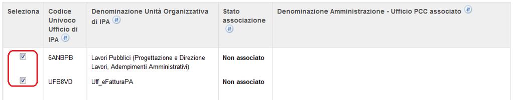 Figura 7 - Selezione degli uffici/unità Organizzative di IPA da associare Nella