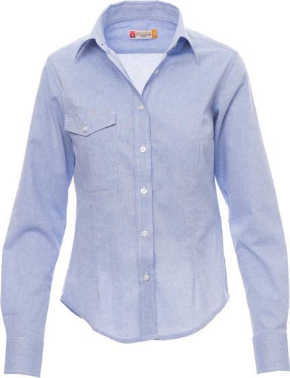 Industry 75 Lady Azzurro / Sky blue Size - - S M L XL - - - - 100% COTONE, CHAMBRAY SANFORIZZATO Fabric 100% COTTON, SANFORIZED CHAMBRAY 130 g 1/20 pcs Specialist Lady Camicia donna,