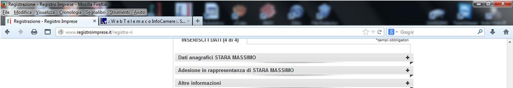 IL SISTEMA RIMANDA L UTENTE NELLA PAGINA DI REGISTRAZIONE E, DOPO UNA BREVE SPIEGAZIONE SULLE MODALITA DI INSERIMENTO,