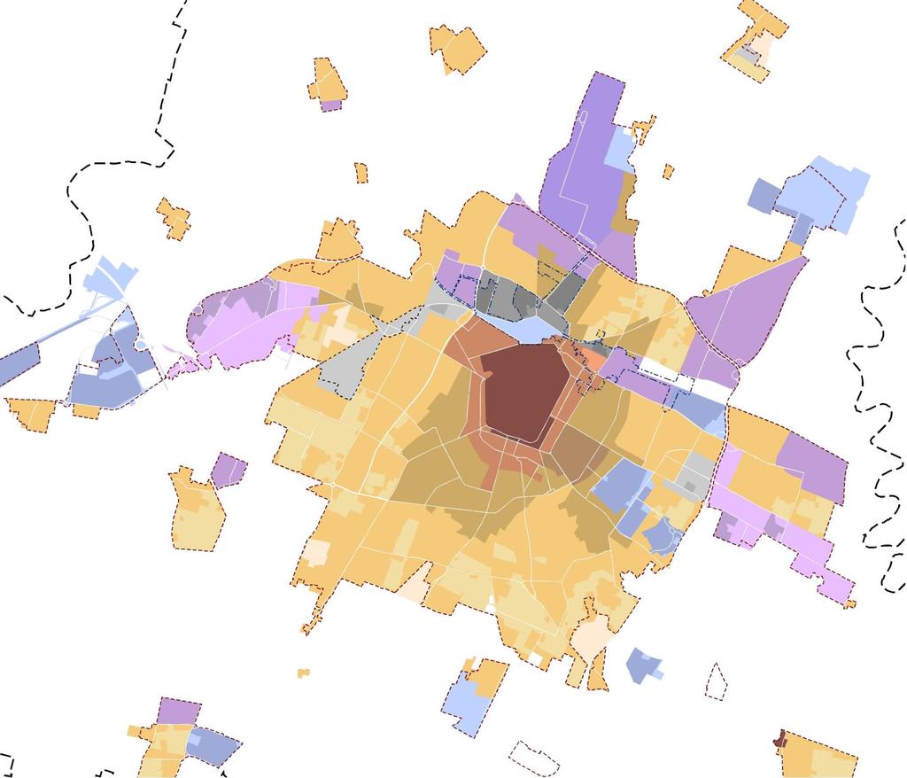 Aspetti di valore COME SI PRESENTA LA CITTÀ OGGI Centri Storici 130 ha Tessuti urbani