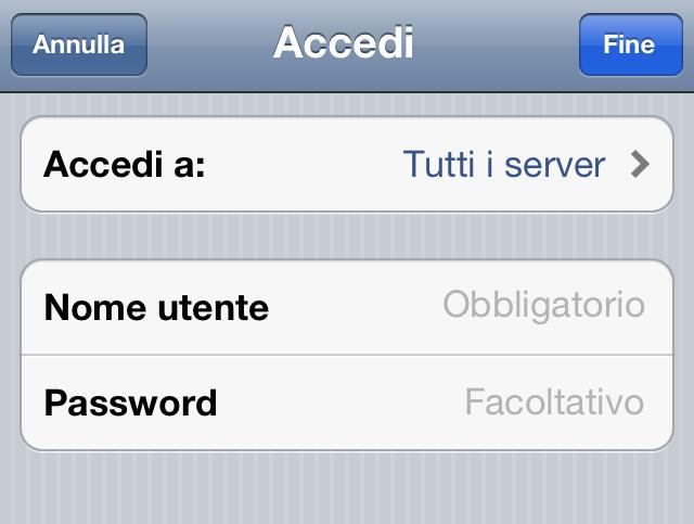 2. Toccare il server al quale si vuole accedere.