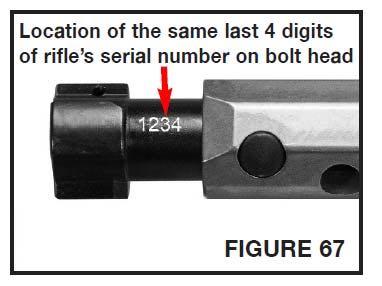 Le ultime quattro cifre dell arma sono impresse sul corretto noce (fig. 66) e sulla testina (fig. 67) di ciascun otturatore.