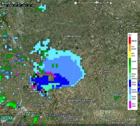 da precipitazione intensa, ma limitata nel tempo a causa del rapido transito