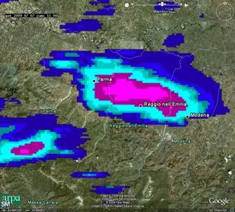 10 Ora Le seguenti immagini di precipitazione cumulata oraria da radar mostrano come le Province maggiormente interessate dal fenomeno nella giornata in analisi siano