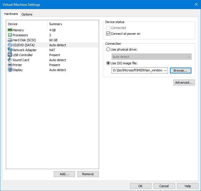 VMware Workstation Installazione VM Attraverso l editing della configurazione della VM, possiamo successivamente modificare la maggior parte