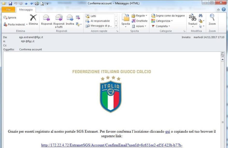 mail principale del settore giovanile e confermarlo per evitare errori) IMPORTANTE: Non Utilizzare l indirizzo di Posta Certificata (PEC, LEGALMAIL o altro) - Scegliere una Password (e confermarla