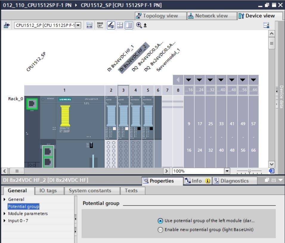 7.11 Configurazione dei gruppi di potenziale delle BaseUnit Per modificare il gruppo di potenziale di una BaseUnit selezionare il modulo