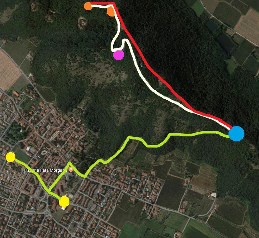 5. COLOGNE (Scuole elementari via Roma E Scuole medie via Corioni) MONTORFANO (rifugio alpini di Cologne, Croce di Zocco e Grotta Laca) Percorso 1. Arrivo scuolabus su via Cominotti. 2.